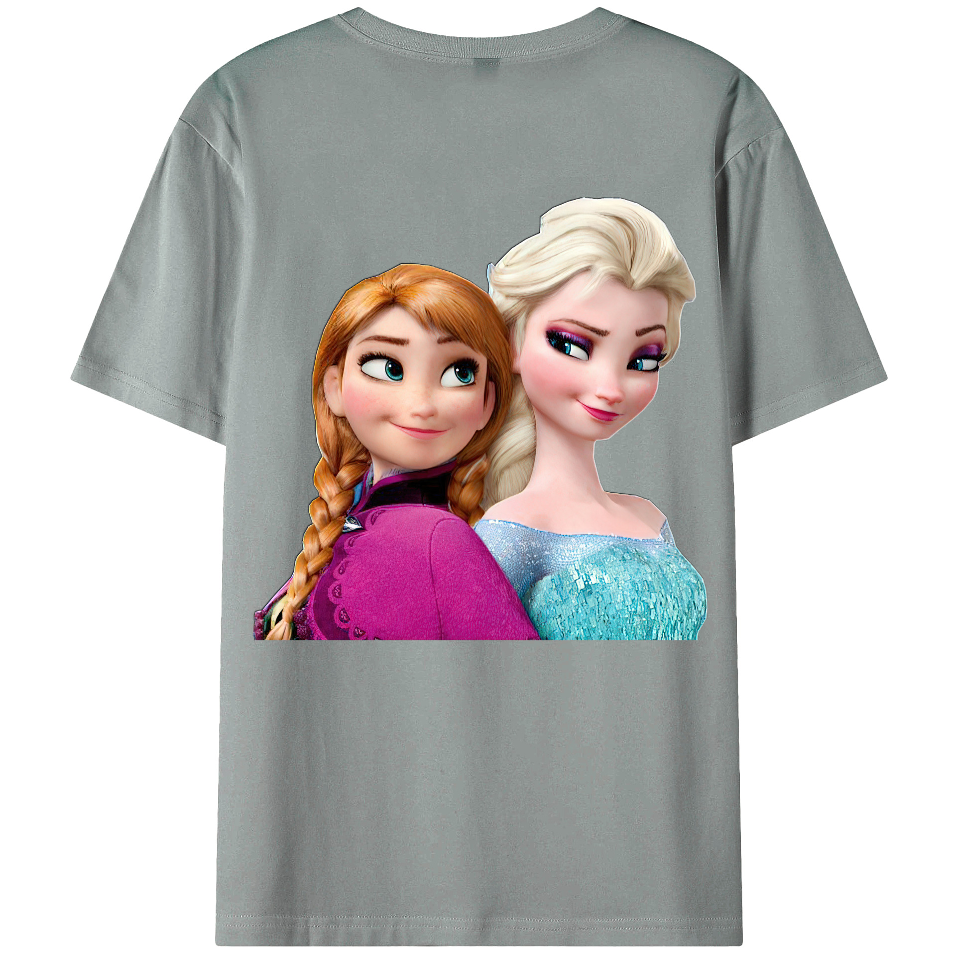 （画像用） アナと雪の女王 アンナ エルサ Frozen Anna Elsa 綿100％ メンズ半袖Tシャツ（バックプリント） 通気性
